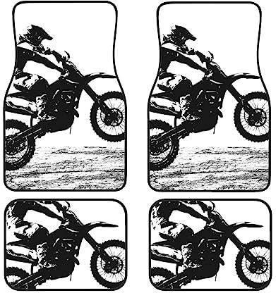 Rider Racing Auto Auto Fussmatten Set von 4 Stück Auto Matten Universal Auto Fußmatten Auto Matte und Teppich Kann in PKW, LKW, SUV und Vans verwendet werden