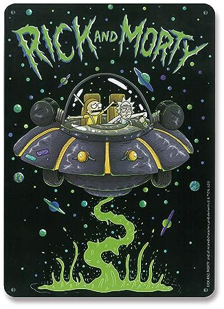Logoshirt® Rick and Morty I Raumschiff I Space Cruiser I Blechschild Retro I Magnettafel I Klein I DIN A5