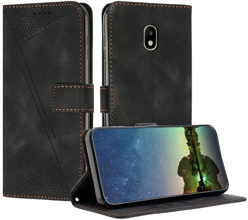 Mo-Beauty Handyhülle für Samsung Galaxy J5 2017 / J530, PU Leder Brieftasche Klapphülle Magnetic Standfunktion Kartenfach Schutzhülle hülle für Samsung J5 2017/J530 - Schwarz
