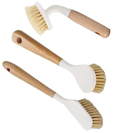 GLEAVI Küchenbürsten 3 Stück Mit Langem Rutschfestem Griff Hitzebeständig Absperrring Zum Aufhängen Reinigung Für Töpfe Pfannen Gusseisen Waschbecken Badezimmer