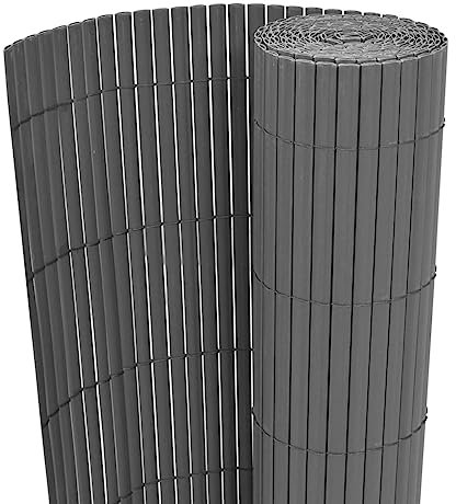 GuyAna Gartenzaun Doppelseitig PVC 90 x 500 cm Balkonabdeckung Sichtschutz Zaun Garten Sichtschutz Garten Grau