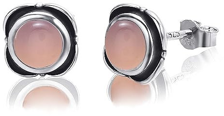 Natural Rose Quartz Gemstone 925 Sterling Silver Handmade Earrings Minimalist Pink Crystal Stone Dainty Studs For Valentine Mothers Day Wedding Birthday Gift For Love Wife Mom Quartz Jewelry By NKG