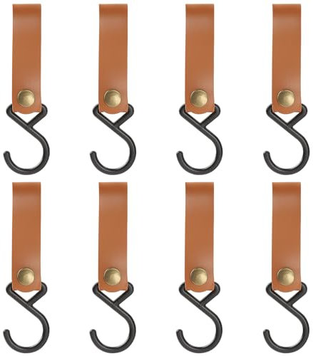 YYMSEN S-Haken aus Leder, S-Haken, S-Haken, S-förmige Haken, Kleiderhaken zum Aufhängen, Camping-Haken, Kleiderhaken, Kleiderhaken, Kleiderhaken, Kleiderhaken, Töpfe, Pfannen (braun)