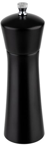 APS 40579 Salzmühle, Gewürzmühle aus Akazienholz, Mahlwerk aus Edelstahl, Ø 5 cm, Höhe 17 cm, schwarz