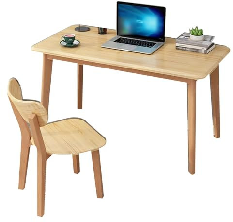 Arbeitstisch-Stuhl-Set Aus Holz Einfacher Kinder- Und Erwachsenen-Studientisch Und Stuhl-Set Kinder-Erwachsenen-Studienschreibtisch Runder Ecktisch (Color : A, S : 80 * 60 * 75cm)