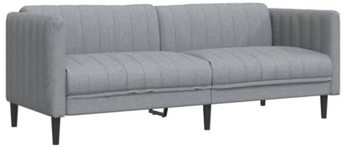 vidaXL Sofa, Polstersofa 3-Sitzer mit Stützbeinen, Dreisitzer Loungesofa Designsofa für Wohnzimmer, Couch Wohnzimmersofa, Hellgrau Stoff