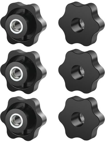 BOUMVID 6 Tornillos de Estrella M10, Tornillos de Mariposa de 50mm de Diámetro Exterior, Tuercas de Mariposa, Rosca Tornillo de Mariposa Negros, Tuercas de Perilla Palomilla de Sujeción Estrella