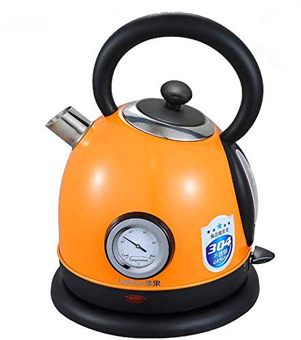 Cooks Professional Cordless Stainless Steel Kettle, With Temperature Display, 1.8L Capacity, 360 Swivel Base, Dry Boil & Overheat Features For Home & Kitchen, 2200W (Color : Orange) vision