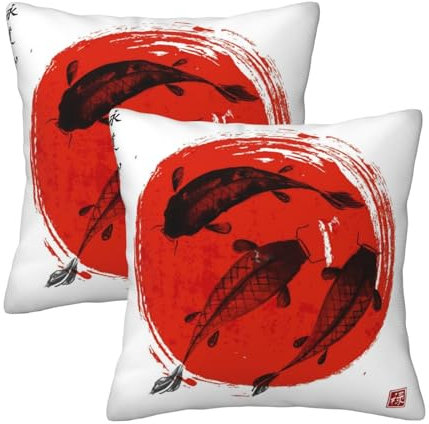 2 Stücke Kopfkissenbezug Feng Shui Malerei Kissen-Hülle Square Kissen-Bezug Home Deko Throw Kissenbezüge Für Garten, Zuhause, Sofa, 45X45Cm