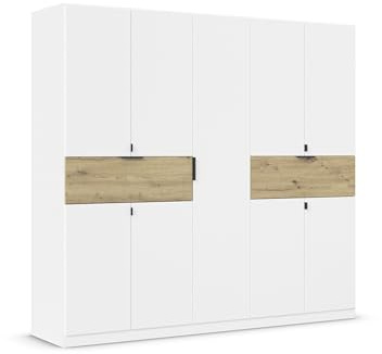 Rauch Möbel TICAO, Kleiderschrank, Farbe Weiß/Eiche Artisan, Breite 226 cm | Schrank, Mehrzweckschrank, 9-türig, 2 Schubladen, für Schlafzimmer, Kinderzimmer, Homeoffice, Garderobe, Flur