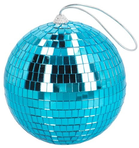 Boland - Glänzende Discokugel, Durchmesser ca. 15 cm, Disco Fever, Hängedeko, Dekoration für Party oder Silvester, Hellblau
