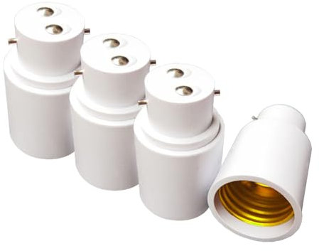 Weeoley B22 to E27 Socket Converter,Lamp Socket Adapter Flame-Retardant PBT Plastic Material,Bayonet to Edison ScrewLamp Base Screw(4PCS)