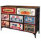 AKTIVE Max Home Cómoda dormitorio multiusos, Gráficos retro y vintage, 8 cajones de tela ligeros, 103x30x77 cm, Estructura acero, Tablero madera, Mesitas de noche, Muebles de salón (18403)