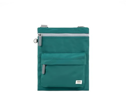 ROKA London Chelsea B Crossbody Phone Bag for Women & Men - Multi Pockets, Chunky Zip, Adjustable Strap for Mobile Phones, Wallet, Cards Recycled Nylon (Teal)
