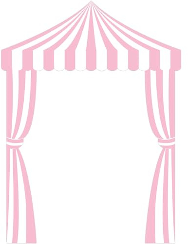 CHUNNIN Pink Circus Party Awning Carnival Theme Decorations Circus White and Pink Striped Porch Banner Carnival Tent for Circus Theme Birthday Party Ice Cream Truck Photo Props Decorations