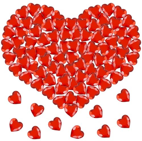Diamantes AcríLicos CorazóN 200Piezas Corazón de Acrílico para Día de San Valentín,12mm Diamantes de imitación de Corazón,para DíA De San ValentíN DecoracióN DispersióN de Mesa Corazones (Rojo)