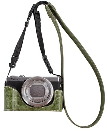 VOVMOEYA Custodia protettiva per fotocamera Canon Powershot serie G7X, adatta per Canon PowerShot G7X Mark III/G7X Mark II/G7 X mezza custodia con tracolla regolabile PU g7x mark iii accessori