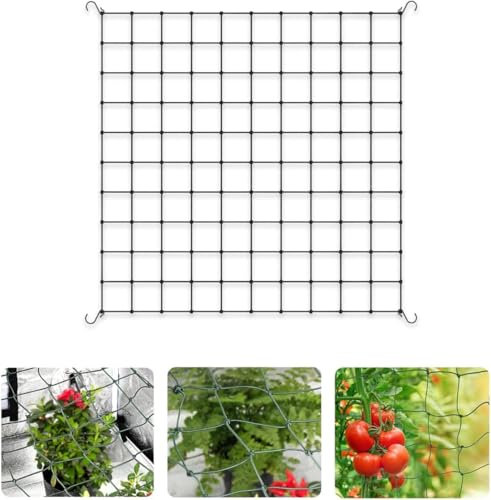 Filet de Tente de Culture 100 X 100 cm, Filet Palissage,Filet à Plantes grimpantes, Filet de Treillis,Filet élastique pour Plantesavec 4 Crochets, pour Plantes,légumes,Fruits,Fleurs