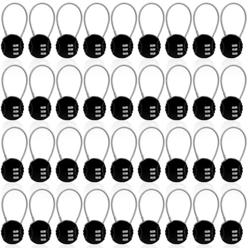 Lot de 36 cadenas à combinaison pour petit placard, sans clé, réinitialisable, cadenas de sécurité à 3 chiffres avec câble en acier pour école, salle de sport, voyage, hôtel, clôture, valise
