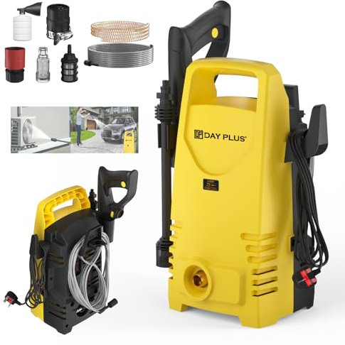 Idropulitrice 1500W, 120 Bar, Portata 500 l/h, con ugello 3 in 1, Idropulitrice Elettrica Portatile per Patio, Auto, Vialetto e Giardino con Ampia Gamma di Accessori