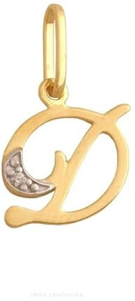 Rodium - Goldene Anhänger, Buchstabe D mit Zirkonen, 14 Karat Gold/ 585er Feingehalt, Charms für Halskette oder Ketten Armband, Ideales Geschenke für Damen, Kettenanhänger für Goldschmuck