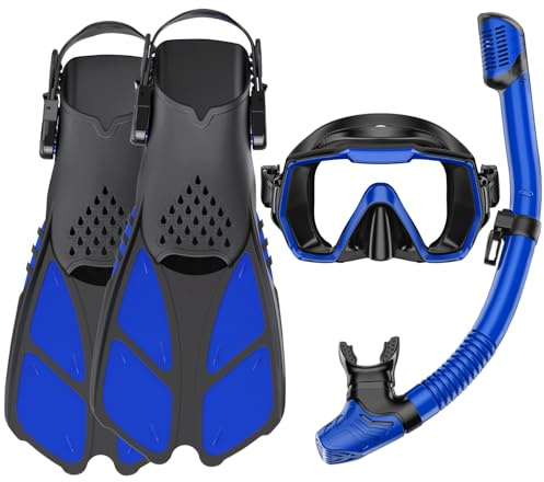 HH HHAO SPORT Schnorchelset Erwachsene mit Flossen, Tauchermaske, Dry Top Schnorchel und Tragetasche