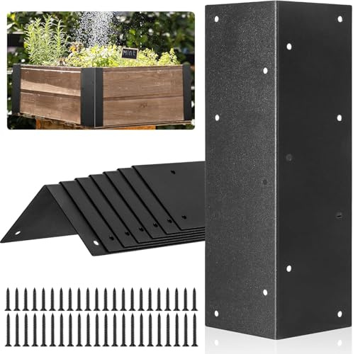 8 Pcs Angle Corner Brackets for Raised Garden Bed | Black Metal L Brackets for Gardens, Fixing Repairing Jointing Furniture Shelves Cabinets, 280x75x75mm