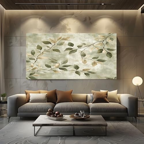 ZORYAN Tableau Decoration Murale Plante De Sauge Photo Artistique 50x100cm | Sans Cadre Vert Décoration Murale pour Salon et Chambre Adulte