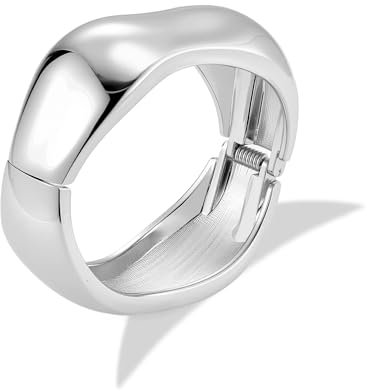 ALEXCRAFT Silber Armband Damen Herren, Chunky Unregelmäßige Armreif Offenes Klobiges Design Armband Poliertes Breiten Arm Manschette Minimalist Chunky Armreif für Frauen Männer