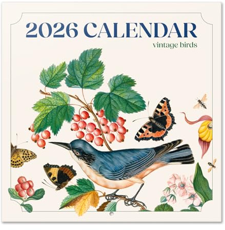 Birds Wall Calendar 2026 12 x 12 FSC® Plastic Free - Starts Week On Sunday | Family Planner Vintage Calendar 2026