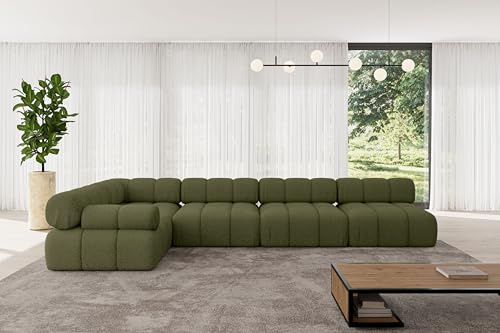 ALTDECOR Modulares Sofa Ecksofa in L-Form Corner modular Sofa Eckcouch Couch Wohnlandschaft Cauchsofa Polstersofa Mende-L3-380x190x70 cm Grün