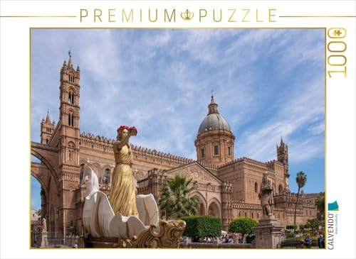 Puzzle · Normannnendom in Palermo | Die Statue der Heilgen Rosalie vor dem Dom von Palermo · 1000 Teile · Lege-Größe 64 × 48 cm · CALVENDO Puzzle