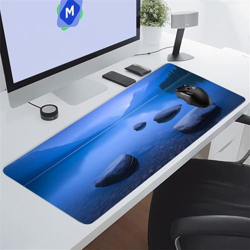 Tapis de Souris Gaming Récifs Lacustres XXL Mouse Pad, Grand Tapis Bureau avec Base Anti-Dérapage, Extended Long Clavier Pad Large Mousepad pour PC Gamer et Le Bureau 1500x800x2 mm