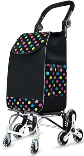 Carro de Compras Plegable, Carrito Plegable con 8 Ruedas de Poliuretano Desmontable for Subir escaleras, 65 kg, 45 l, Impermeable, Multicolor(Black)