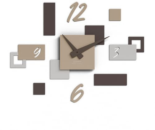 Giallobus - Geotime Uhr - Stone - MDF-Holz - Geotime - 07S_Slate - Moderne Wanduhr – 3D-Klebezahlen – Modulares Design