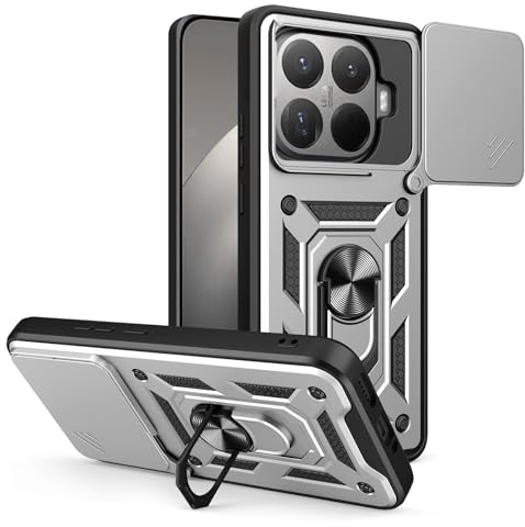 betterfon Handyhülle Kompatibel mit Xiaomi 15T Pro | Stoßfest & Kratzfest | Mit Kameraschutzring, Anti-Fingerabdruck & robuster Panzer-Design in Silber