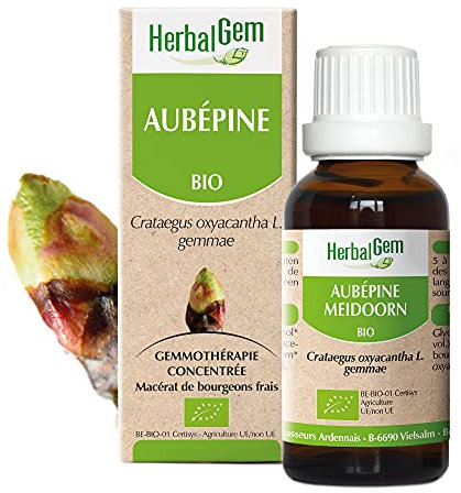 HERBALGEM - Macérât-Mère - Aubépine Bio - Complément Alimentaire Gemmothérapie Concentrée - Extrait De Bourgeon Frais - Pour Circulation Sanguine - 30 ml