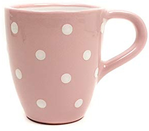 Cerámica Leche Café Taza/taza de café Color Rosa Con Lunares Blancos pintadas
