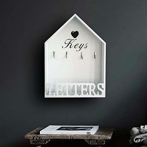 Garden mile Vintage White Chic White Wall Key Holder for Wall Wall Mounted Key Hooks Free Standing Car Key Holder for Hallway Living room Kitchen Decorative Home Storage Solution