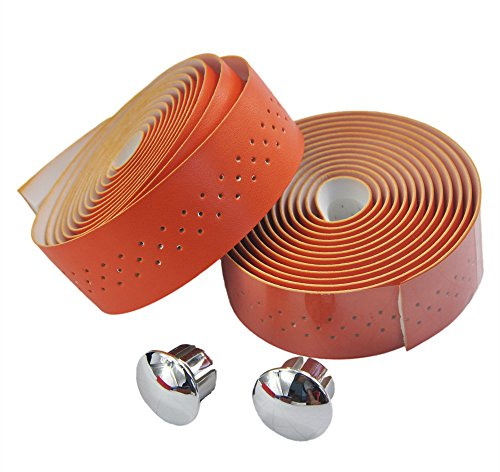 UPANBIKE Fahrrad Lenkerbänder Fahrrad lenkerband mit Stomata Kunstleder Wraps für Rennräder und Fahrräder(Orange,2 teile/satz)