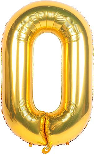 16 Gold Number 0 Foil Balloons Air Filled Self Inflating Birthday Anniversary Wedding Party Banner Decorations