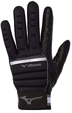 Mizuno B-130 Adult Baseball Batting Glove, Black-Charcoal, Medium
