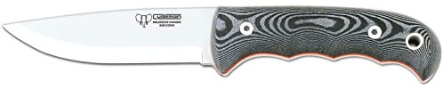 Cudeman Cuchillo 148-M Bushcraft hoja de acero inoxidable Böhler N-695 de 11 cm empuñadura de micarta negra de 11,5 cm para caza, pesca, supervivencia y bushcraft + Portabotellas