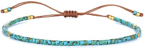 KELITCH Miyuki Perlen Freundschaft Armbänder Dünne Seil Armbänder Frauen Handgemachte Wrap Armbänder Schmuck (See Blau)