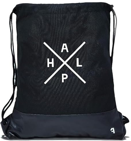 Alphachoice Turnbeutel Beutel Rucksack Damen und Herren Hipster Sportbeutel mit Wasserdichten Reissverschlussfächer und veganem Leder - schwarz (Alpha)