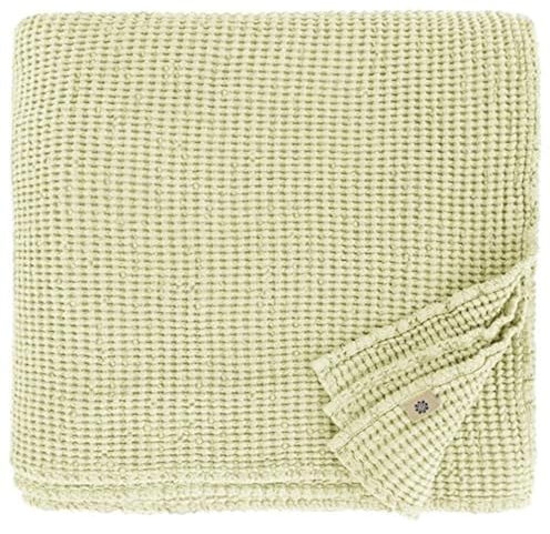 Linen & Cotton Plaid Decke Sommer Tagesdecke Waffelpique Enzo - 48% Leinen, 52% Baumwolle, Beige Creme (150 x 210 cm) Leinendecke Baumwolldecke Wohndecke Blanket Überwurf Bett Bettwäsche Bettüberwurf