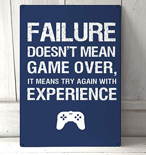 Artylicious Failure Doesnt Mean Game Over, Gaming A4 Targa in metallo da parete