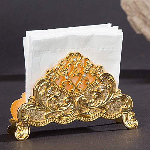 Serviettenhalter, Metall Servietten Halterung Serviettenständer für Hotel Restaurant Esstisch, 13.2 * 4 * 8.2CM(Gold)