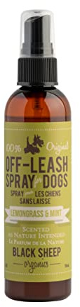 Black Sheep Organics Deodorizer Spray: Lemongrass & Mint Dog Outdoor Grooming Spray - Puppy Body Perfume Spray Freshener Made in Canada