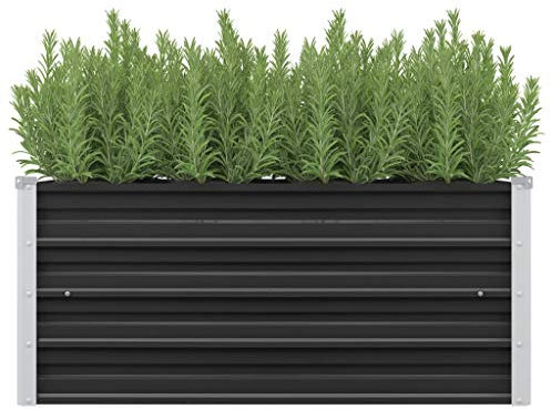 Tidyard Trough Jardinera Jardinera de Acero galvanizado Gris Antracita 100x40x45 cm